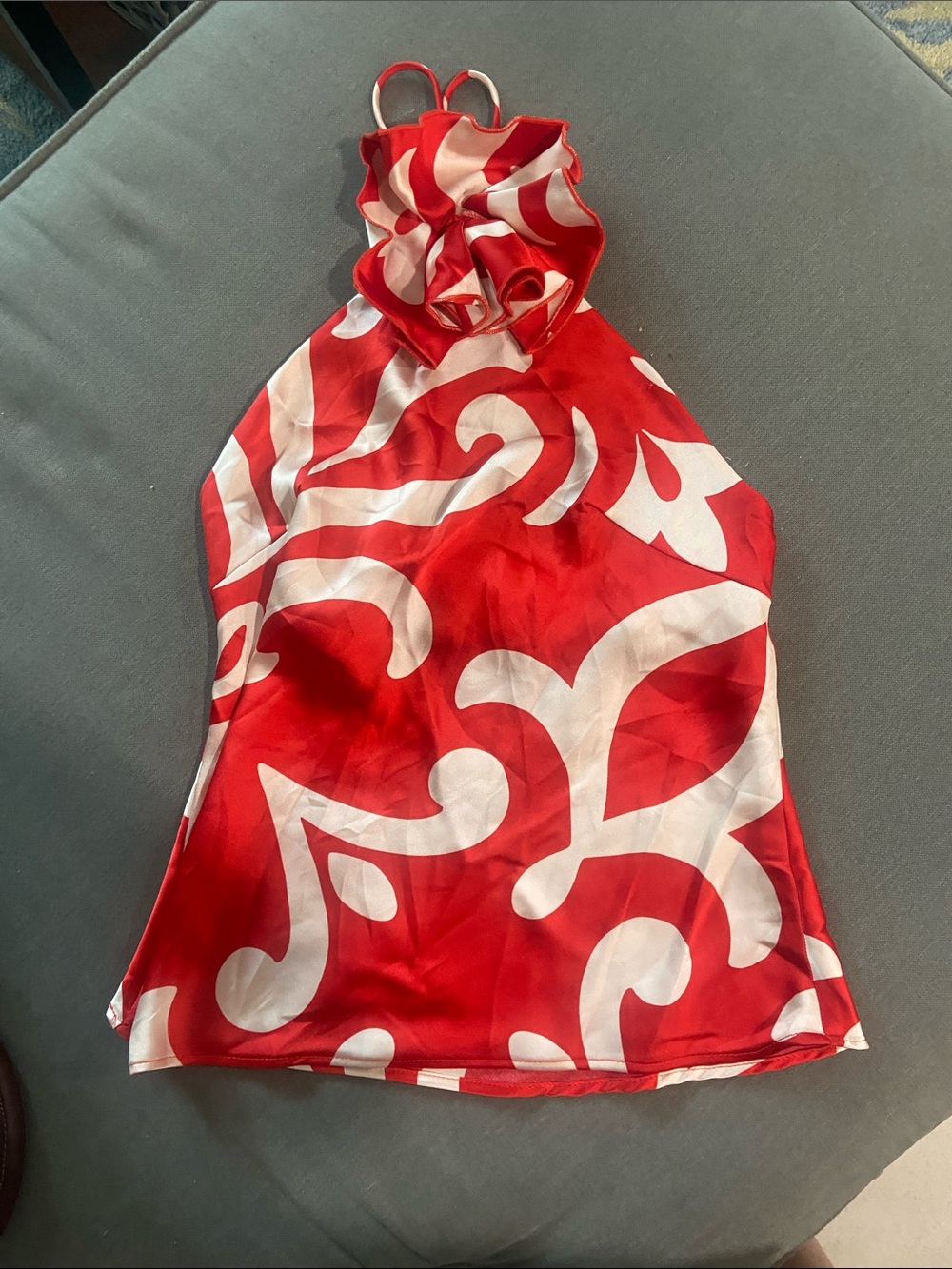 Mango Red & White Halter Ruffle-Neck Camisole